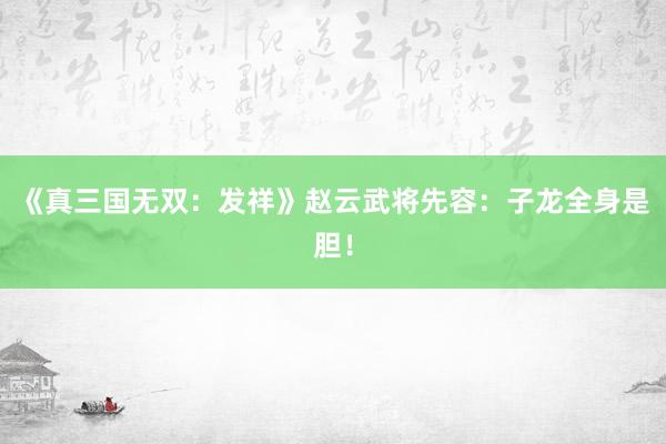 《真三国无双：发祥》赵云武将先容：子龙全身是胆！