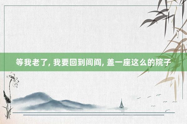 等我老了, 我要回到闾阎, 盖一座这么的院子
